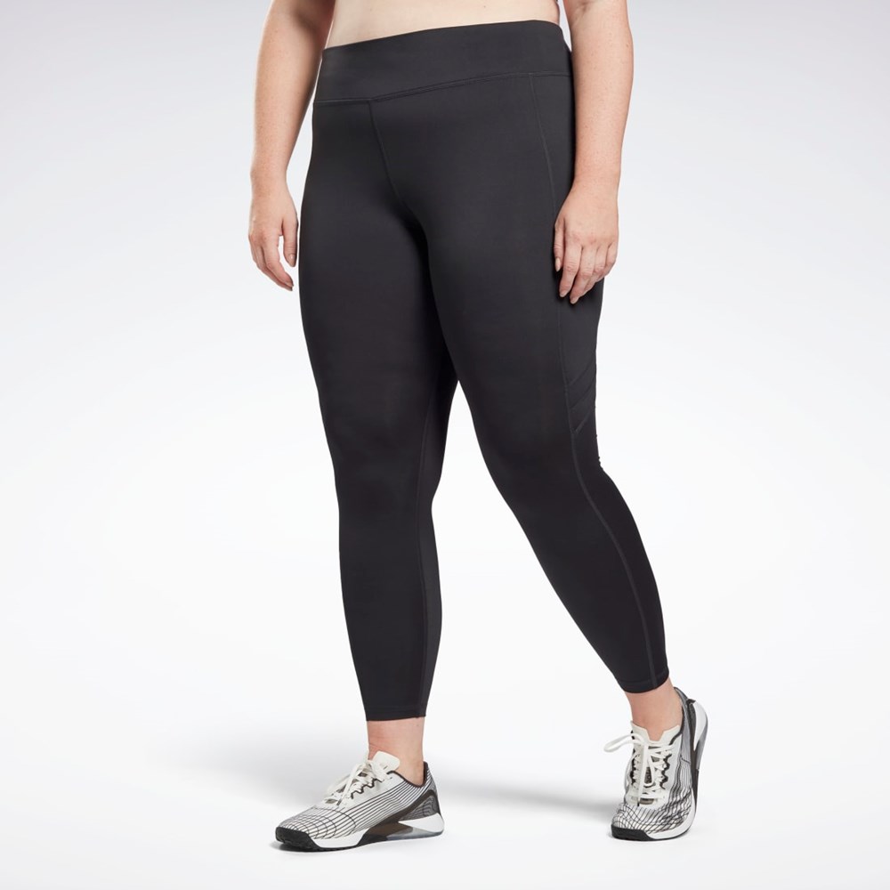 Reebok Workout Ready Mesh Leggings (Plus Size) Mustat | EILGVX-108