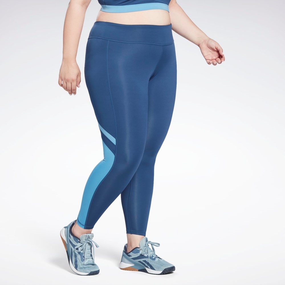 Reebok Workout Ready Mesh Leggings (Plus Size) Sininen | ZUVKRX-304
