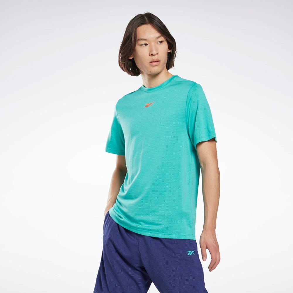 Reebok Workout Ready Mélange T-Shirt Semi Classic Teal | FCWNTA-851