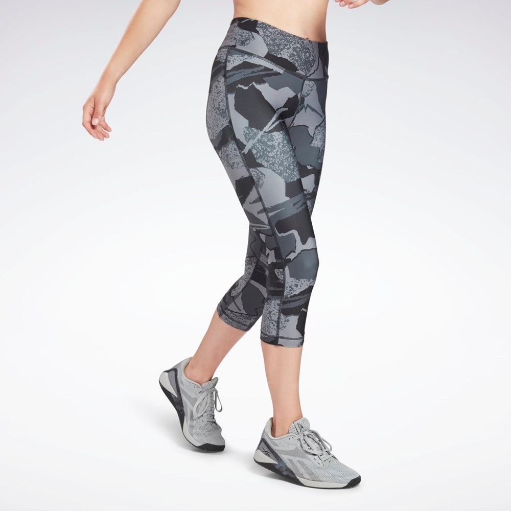 Reebok Workout Ready Printed Capri Mustat | SDGLQU-239