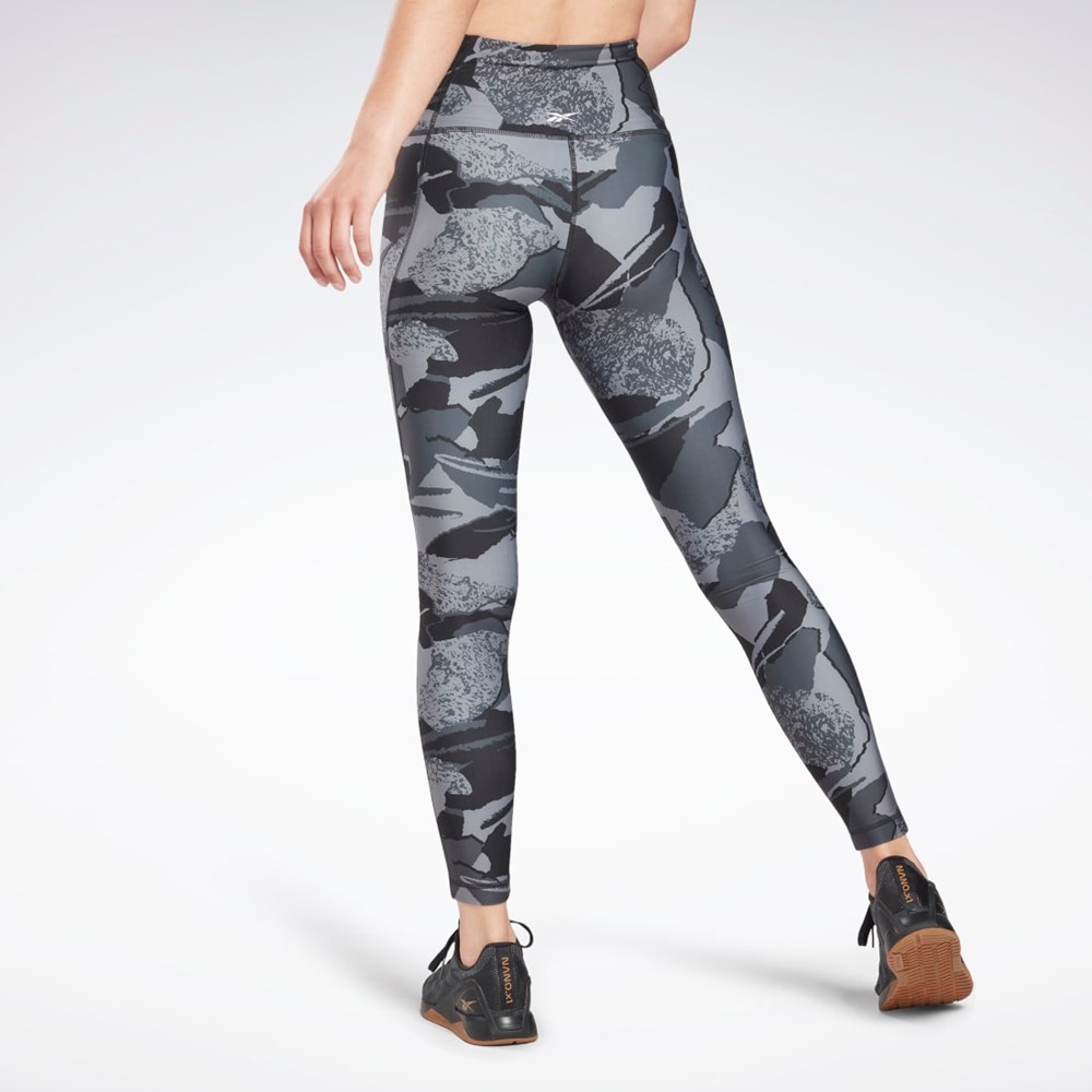 Reebok Workout Ready Printed Leggings Mustat | GSHQXU-765