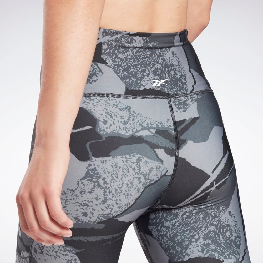 Reebok Workout Ready Printed Leggings Mustat | GSHQXU-765