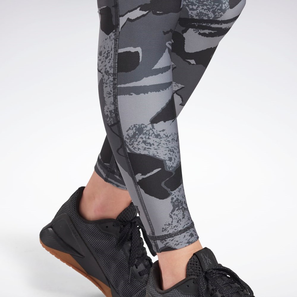 Reebok Workout Ready Printed Leggings Mustat | GSHQXU-765