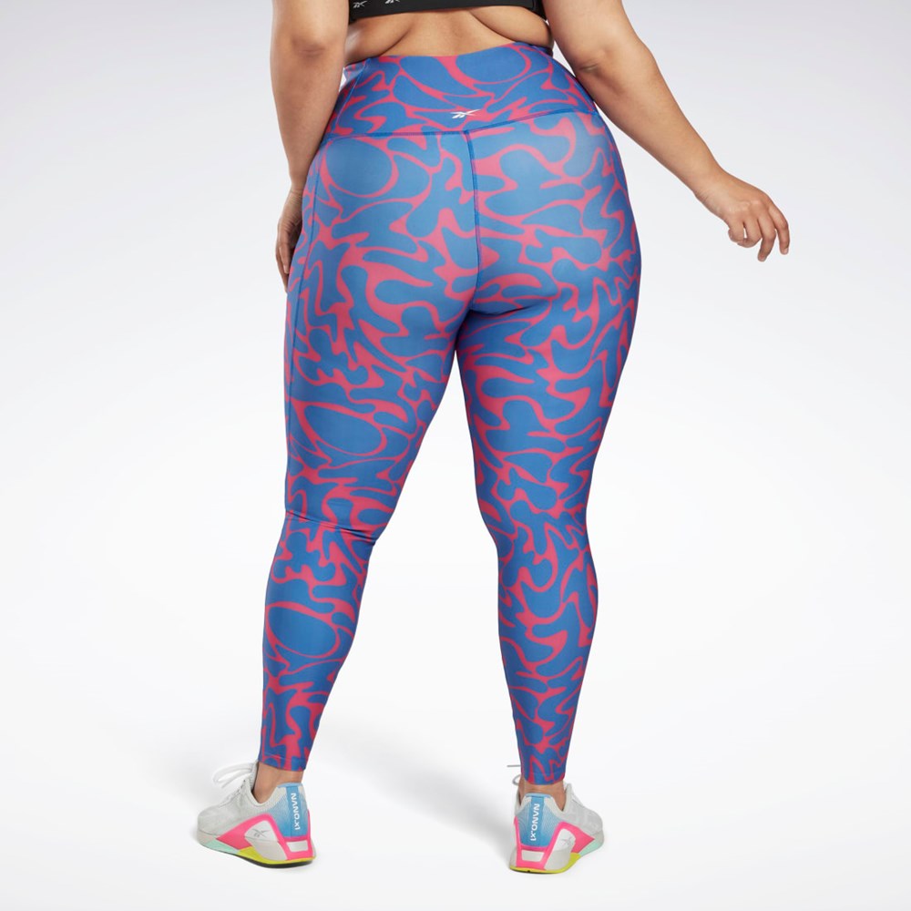 Reebok Workout Ready Printed Leggings (Plus Size) Pinkki | XEWQMU-157