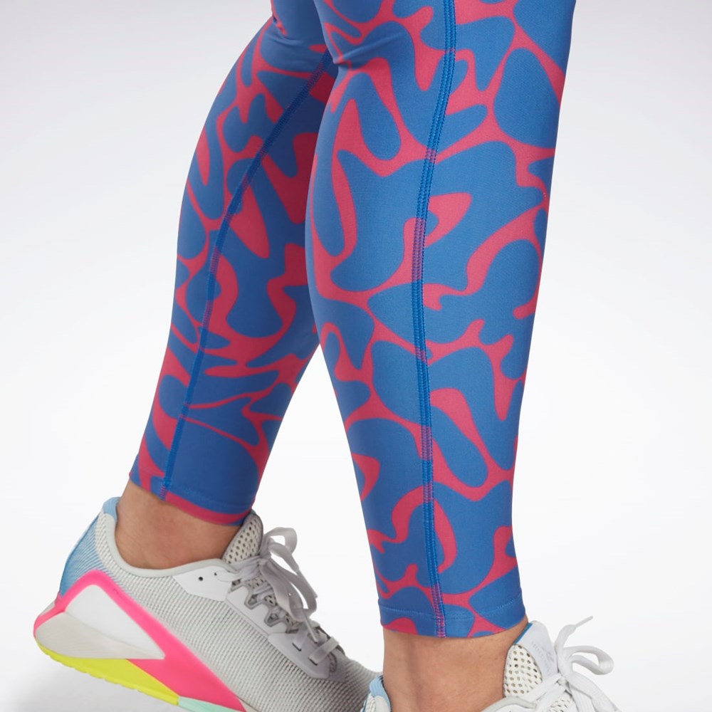 Reebok Workout Ready Printed Leggings (Plus Size) Pinkki | XEWQMU-157