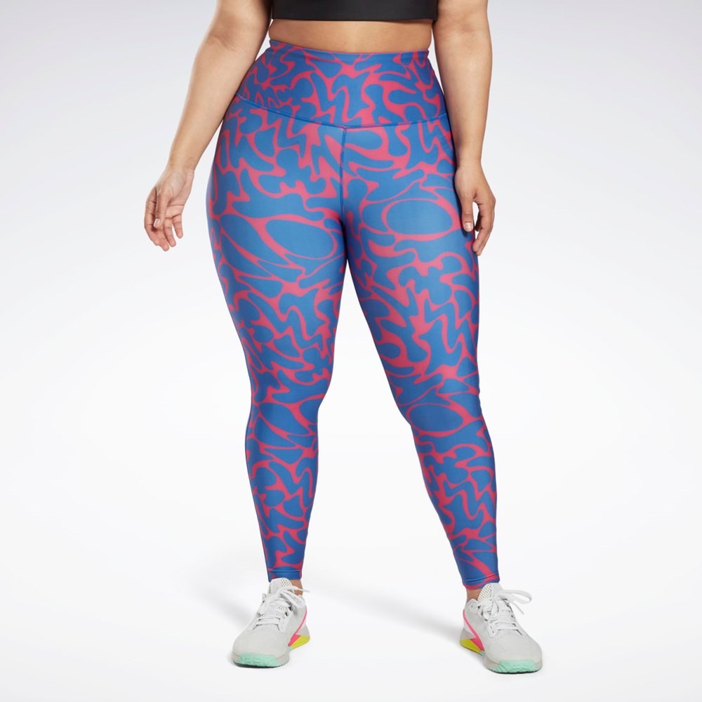 Reebok Workout Ready Printed Leggings (Plus Size) Pinkki | XEWQMU-157