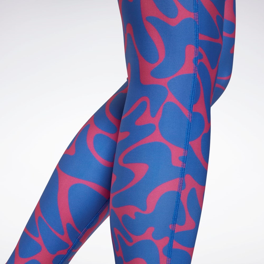 Reebok Workout Ready Printed Leggings Pinkki | AZFIYS-741
