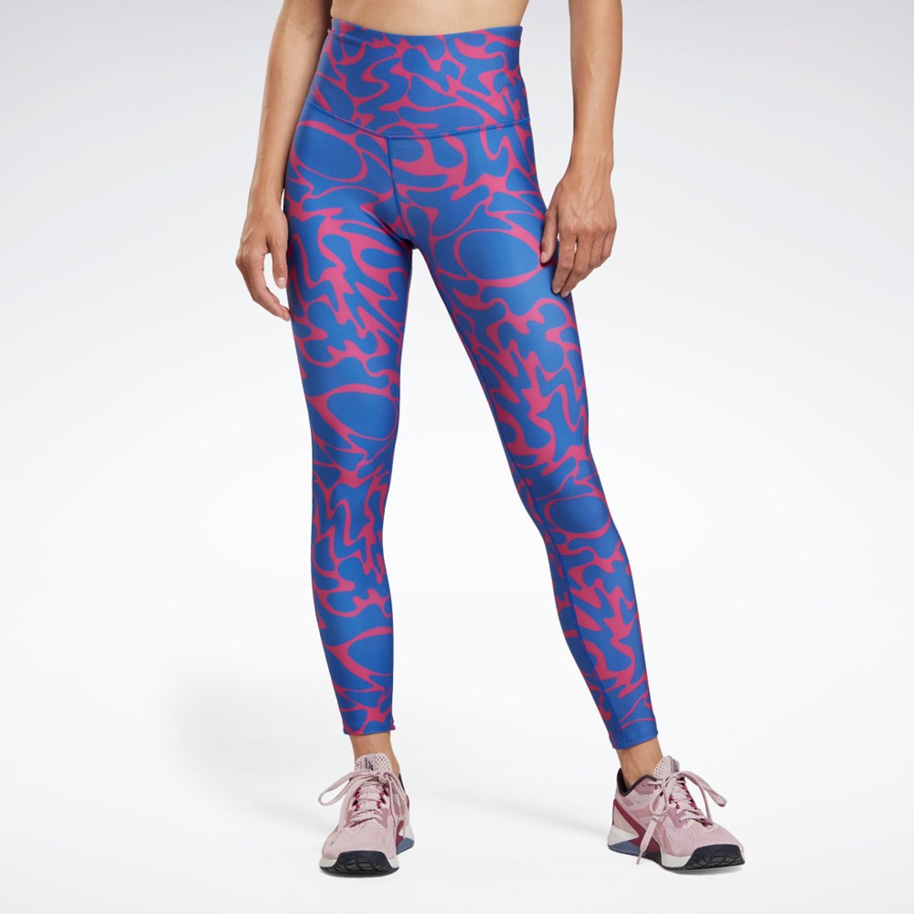 Reebok Workout Ready Printed Leggings Pinkki | AZFIYS-741