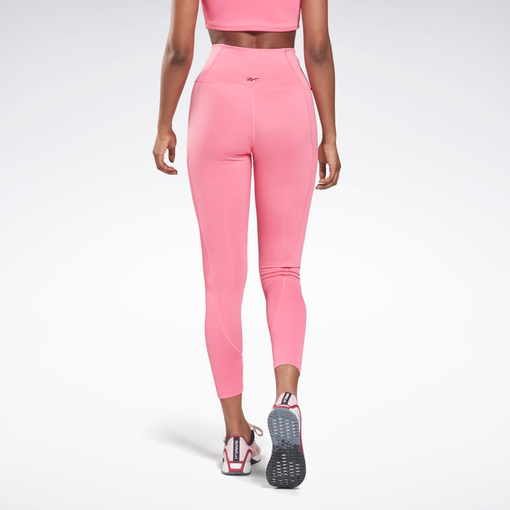 Reebok Workout Ready Rib High-Rise Leggings Pinkki | XIMESF-749