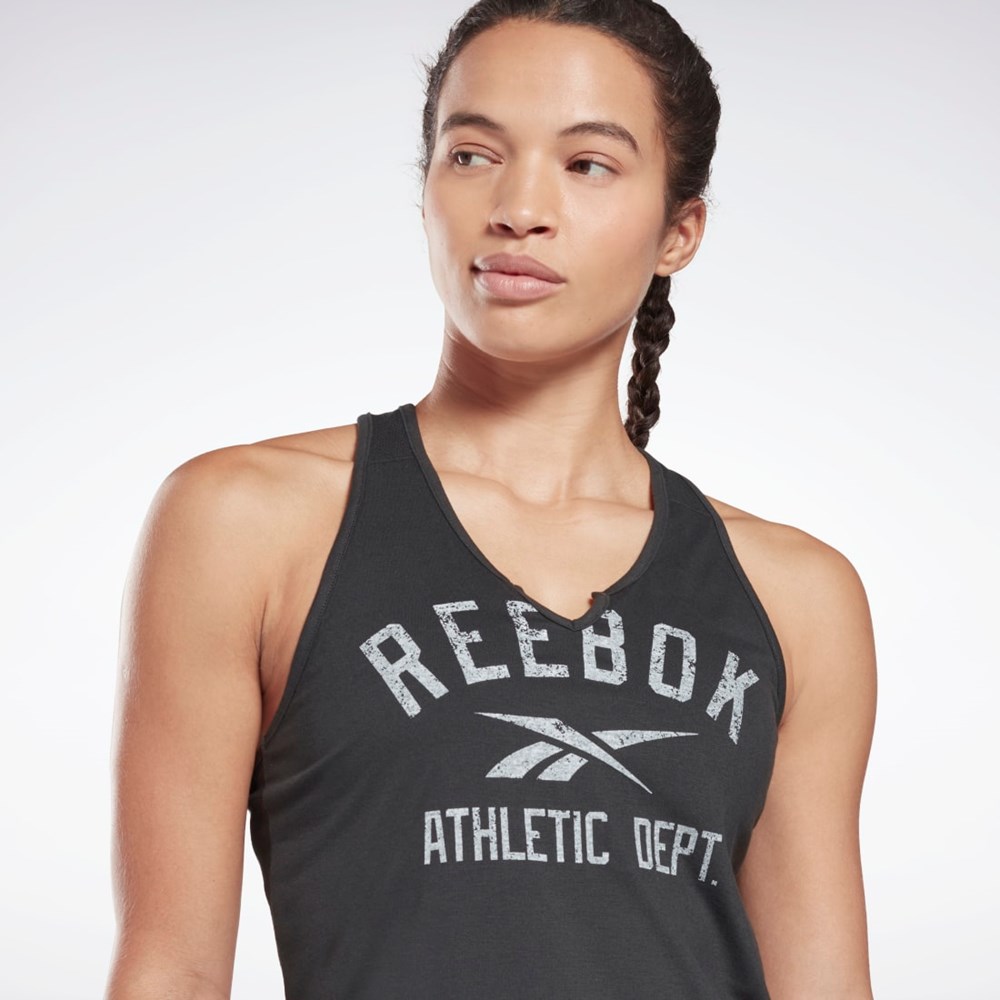 Reebok Workout Ready Supremium Big Logo Tank Top Mustat | TYAOEG-785