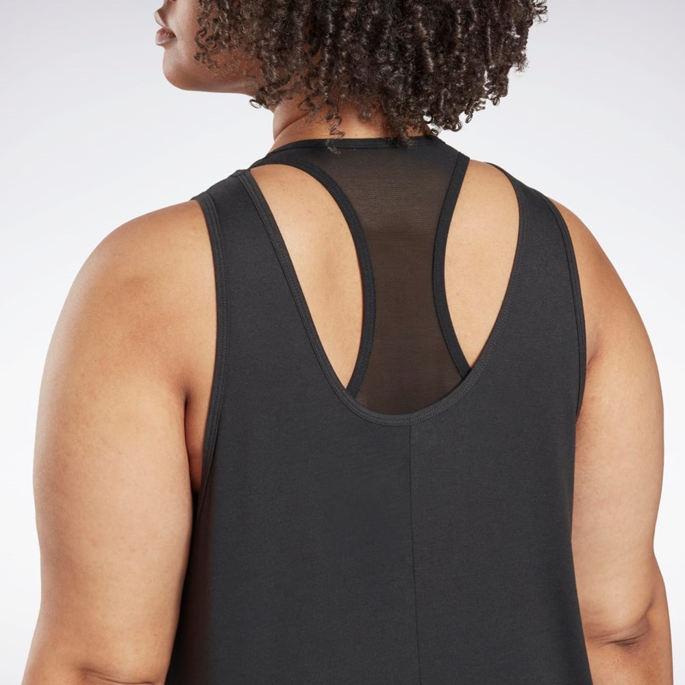 Reebok Workout Ready Supremium Graafinen Tank Top (Plus Size) Mustat | ZKJCNX-094