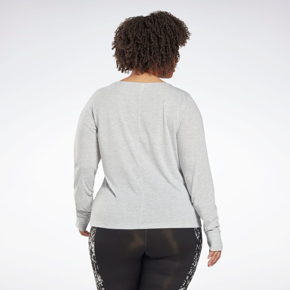 Reebok Workout Ready Supremium Long Sleeve T-Shirt (Plus Size) Vaaleanharmaat | BEQIRY-504