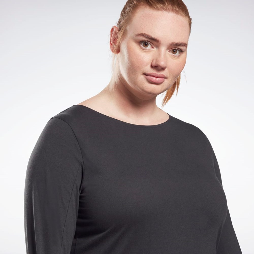 Reebok Workout Ready Supremium Long Sleeve T-Shirt (Plus Size) Mustat | YDSCZL-294