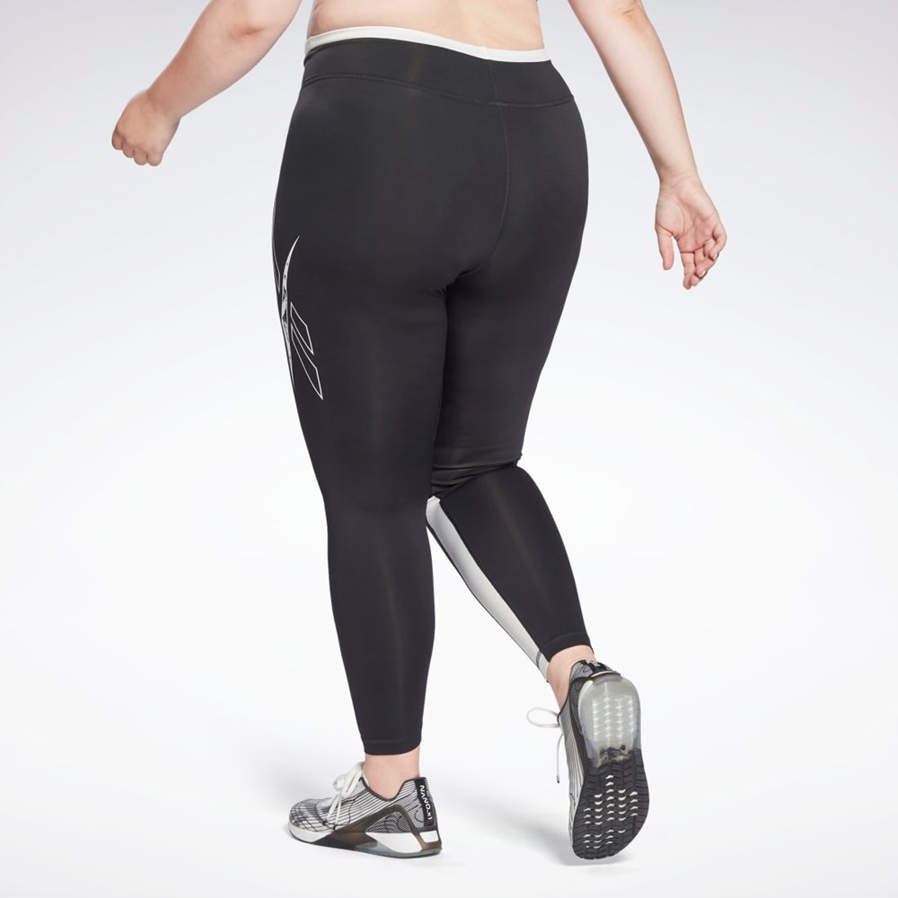 Reebok Workout Ready Vector Leggings (Plus Size) Mustat | VIGOKU-023