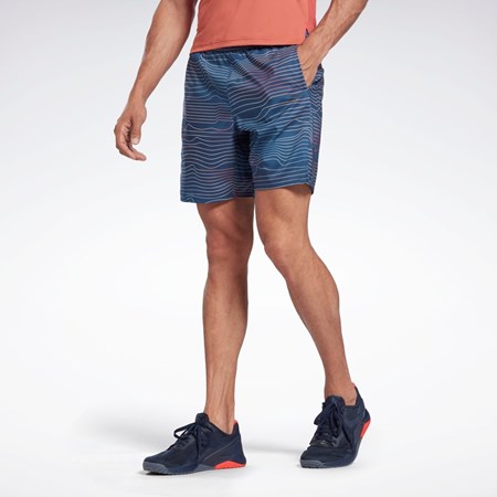 Reebok Allover Print Speed 2.0 Shorts Sininen | JYGQRZ-645