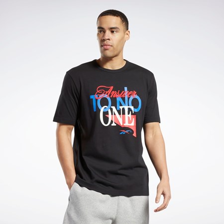 Reebok Answer to No One Lyhyt Sleeve T-Shirt Mustat | MADEWK-754