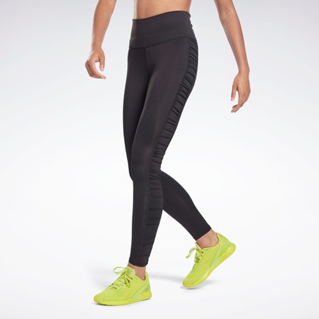 Reebok Bold High-Waisted Ruched Tights Mustat | SZFDCJ-504