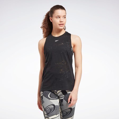 Reebok Burnout Tank Top Mustat | UMRBNL-905