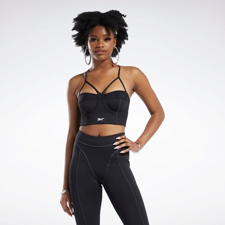 Reebok Cardi B Bralette Mustat Valkoinen | HGRSEI-853
