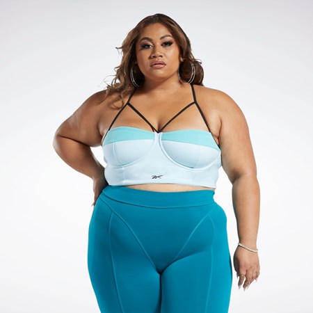 Reebok Cardi B Bralette (Plus Size) Sininen Turkoosi | FLIOMZ-860