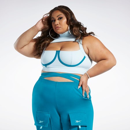Reebok Cardi B Crop Top (Plus Size) Sininen | IOZFGA-012
