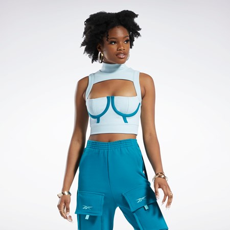 Reebok Cardi B Crop Top Sininen | PLQKCE-631