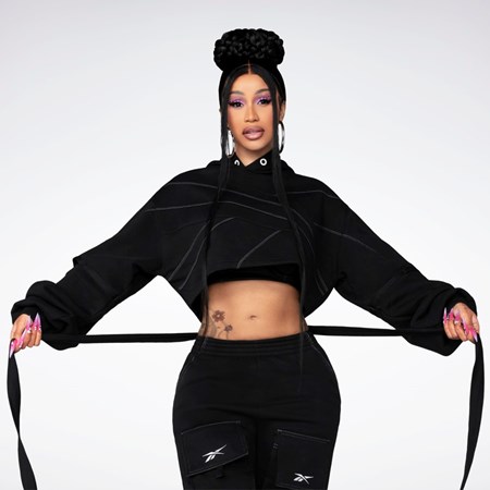 Reebok Cardi B Knit Hoodie Mustat Mustat | IYOPNR-539