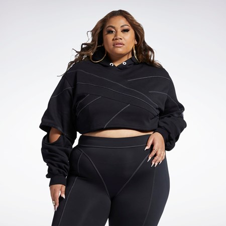 Reebok Cardi B Knit Hoodie (Plus Size) Mustat Mustat | TVSLUH-014