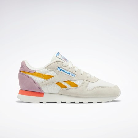 Reebok Classic Leather Shoes Chalk / Bright Ochre / Infused Lilac | ZTLNMG-760