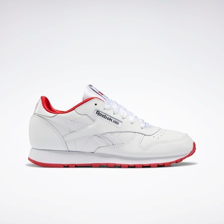 Reebok Classic Leather Shoes - Grade School Valkoinen Valkoinen Punainen | WBGKLS-401
