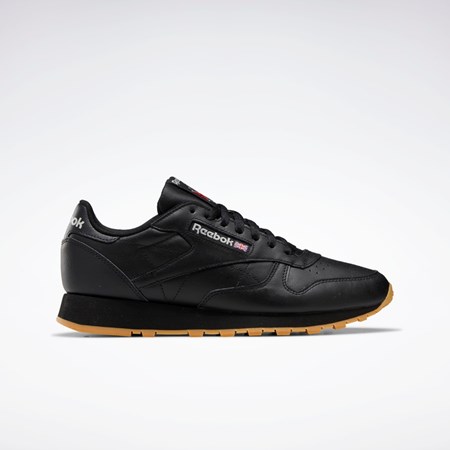 Reebok Classic Leather Shoes Mustat Harmaat | MHTICD-641