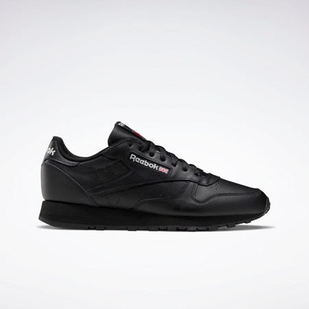 Reebok Classic Leather Shoes Mustat Mustat Harmaat | HYZGEN-340