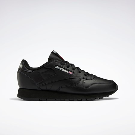 Reebok Classic Leather Shoes Mustat Mustat Harmaat | LRMAGV-872