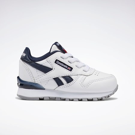 Reebok Classic Leather Step 'n' Flash Shoes - Toddler Valkoinen Valkoinen Laivastonsininen | UBQHWI-932