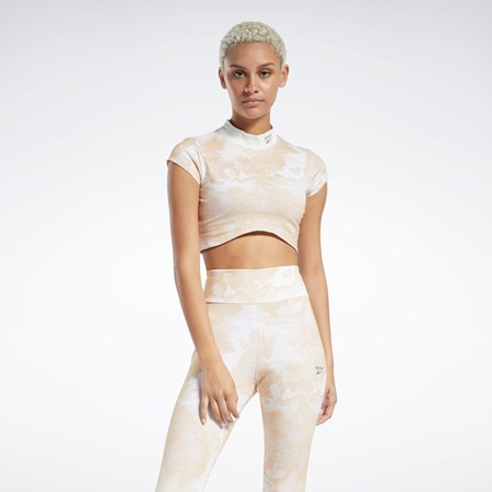 Reebok Classics Cloud Splatter-Print Lyhyt Sleeve Cropped T-Shirt Stucco | ZOCLXV-231