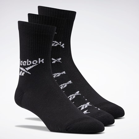 Reebok Classics Fold-Over Crew Socks 3 Pairs Mustat | TEDGXA-628