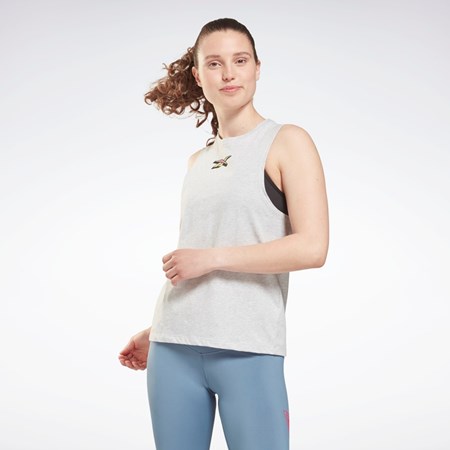 Reebok Koulutus Essentials Muscle Graafinen Tank Top Vaaleanharmaat | TEJWIG-307