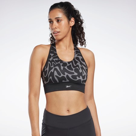 Reebok Koulutus Printed Sports Bra Mustat | FGNZQE-046