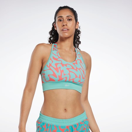 Reebok Koulutus Printed Sports Bra Semi Classic Teal | LWARHI-017
