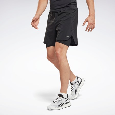 Reebok Koulutus Two-in-One Shorts Mustat | TJEOML-394