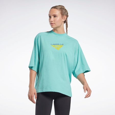 Reebok Les Mills® Layering T-Shirt Semi Classic Teal | WAFDRB-345