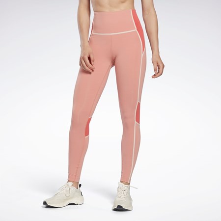Reebok Lux High-Waisted Colorblock Tights Koralli | DPVSWJ-506