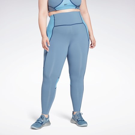 Reebok Lux High-Waisted Colorblock Tights (Plus Size) Sininen | ERKWVY-126