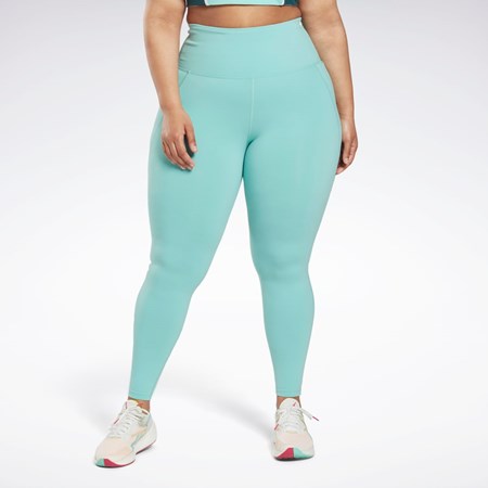 Reebok Lux High-Waisted Tights (Plus Size) Semi Classic Teal | QXEOHL-396
