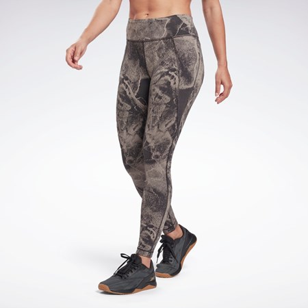 Reebok Lux Jacquard Leggings Mustat | PFAKSE-608