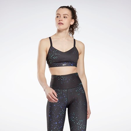Reebok Lux Multi-Colored Speckle Strappy Bra Mustat | BTCIUF-350