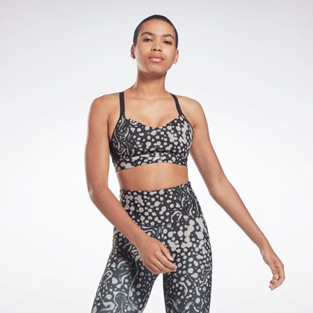 Reebok Lux Strappy Modern Safari Print Sports Bra Mustat | DLYCAE-510