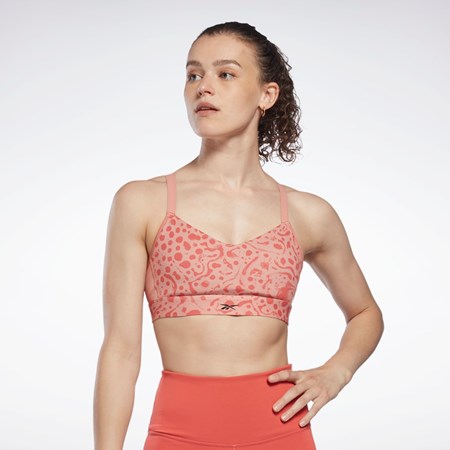 Reebok Lux Strappy Modern Safari Print Sports Bra Koralli | QNSZBO-938