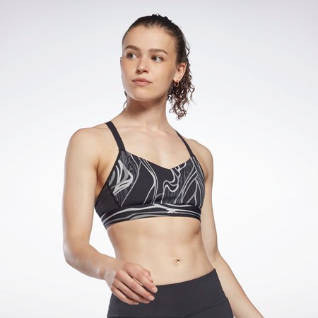 Reebok Lux Strappy Nature Grown Print Sports Bra Mustat | XDTFUW-108