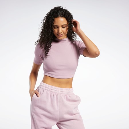 Reebok Lyhyt Sleeve Rib Tight Shirt Infused Lilac | TGUOBX-704